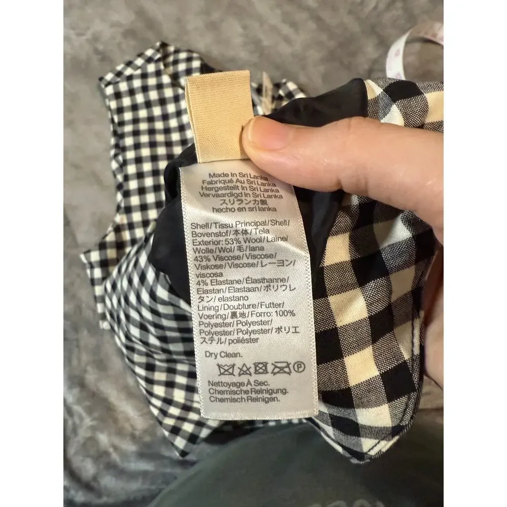 NWT Madewell Single-Breasted Crewneck Vest True Black White Checkered - Picture 7 of 12